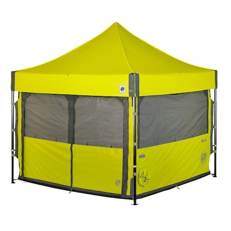 E-Z Up Work Cube Shelter Kit, 10' W x 10' L, Black Aluminum Frame, Limeade Top WCABK10KLA